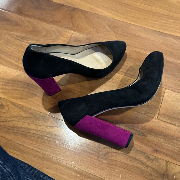 Zara Suede Colourblock Black Pumps with Purple Heel - Picture 2 of 7